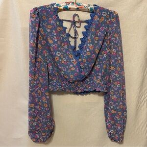 Floral Blue Women's Top